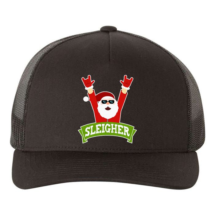 Sleigher Funny Heavy Metal Music Santa Christmas Yupoong Adult 5-Panel Trucker Hat