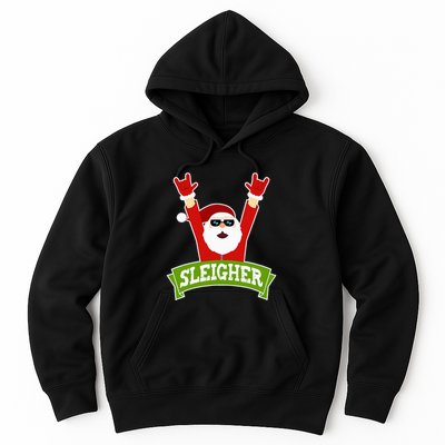 Sleigher Funny Heavy Metal Music Santa Christmas Hoodie