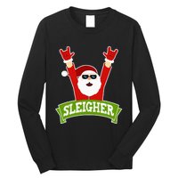 Sleigher Funny Heavy Metal Music Santa Christmas Long Sleeve Shirt