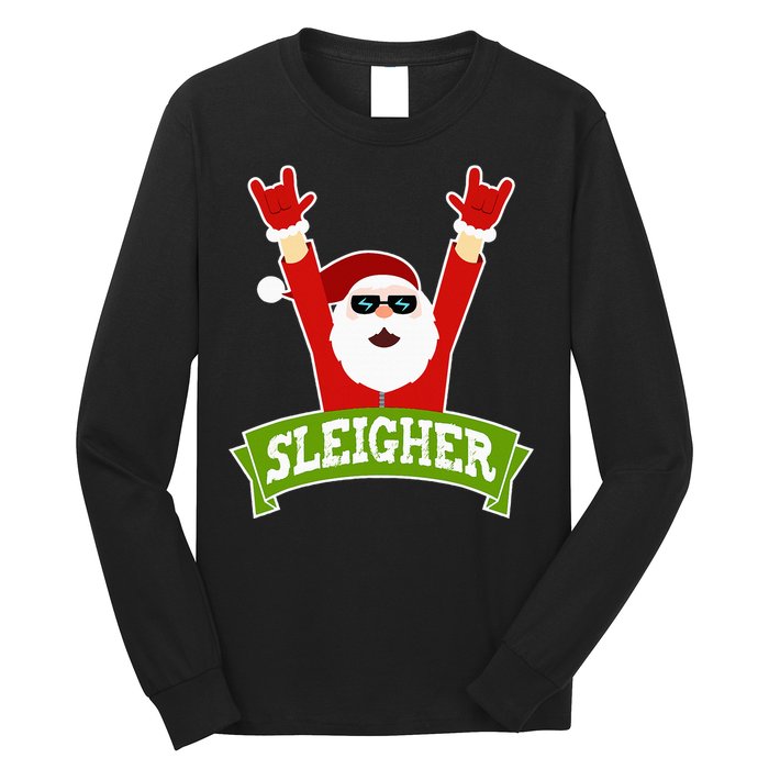 Sleigher Funny Heavy Metal Music Santa Christmas Long Sleeve Shirt