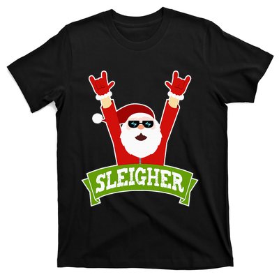 Sleigher Funny Heavy Metal Music Santa Christmas T-Shirt