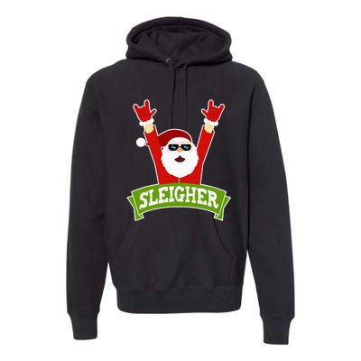 Sleigher Funny Heavy Metal Music Santa Christmas Premium Hoodie