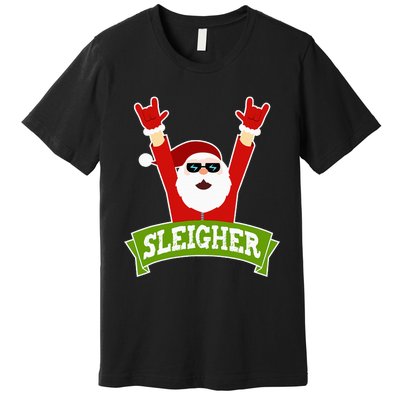 Sleigher Funny Heavy Metal Music Santa Christmas Premium T-Shirt