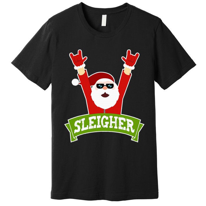 Sleigher Funny Heavy Metal Music Santa Christmas Premium T-Shirt