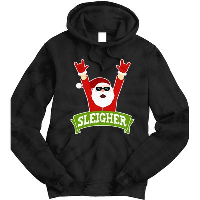 Sleigher Funny Heavy Metal Music Santa Christmas Tie Dye Hoodie