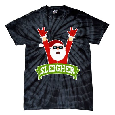 Sleigher Funny Heavy Metal Music Santa Christmas Tie-Dye T-Shirt