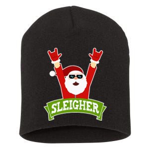 Sleigher Funny Heavy Metal Music Santa Christmas Short Acrylic Beanie