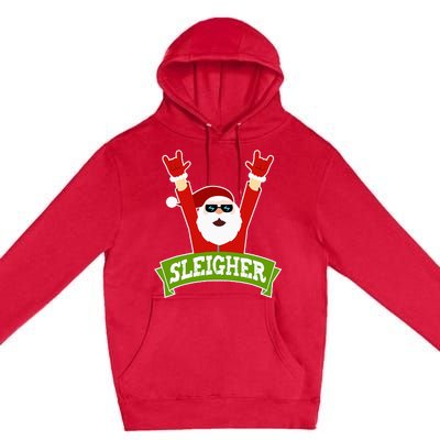 Sleigher Funny Heavy Metal Music Santa Christmas Premium Pullover Hoodie