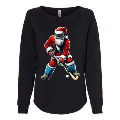 Santa Field Hockey Player Xmas Funny Sports Christmas Pajama Gift Womens California Wash Sweatshirt