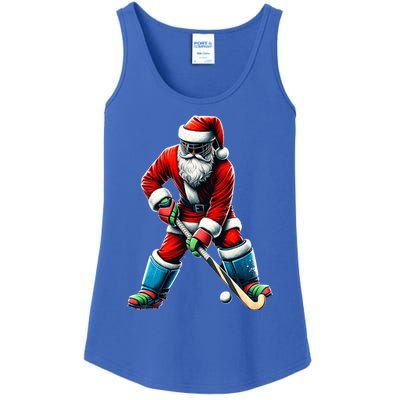 Santa Field Hockey Player Xmas Funny Sports Christmas Pajama Gift Ladies Essential Tank