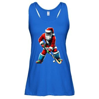 Santa Field Hockey Player Xmas Funny Sports Christmas Pajama Gift Ladies Essential Flowy Tank