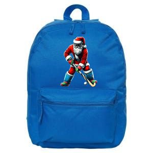 Santa Field Hockey Player Xmas Funny Sports Christmas Pajama Gift 16 in Basic Backpack