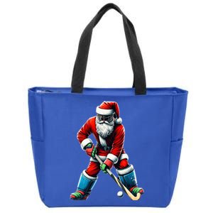 Santa Field Hockey Player Xmas Funny Sports Christmas Pajama Gift Zip Tote Bag