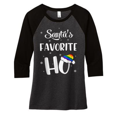 Santas Favorite Ho Gay Christmas Lesbian Xmas Shirt Women's Tri-Blend 3/4-Sleeve Raglan Shirt