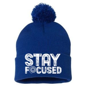 Stay Focused Hypnotic Illusion Hypnosis Meaningful Gift Pom Pom 12in Knit Beanie