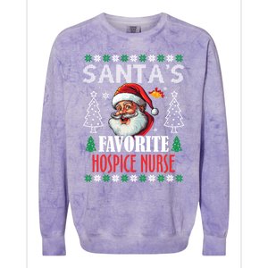 SantaS Favorite Hospice Nurse Funny Christmas Funny Gift Colorblast Crewneck Sweatshirt