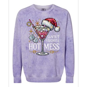 SantaS Favorite Hot Mess Christmas Holiday Margarita Drink Colorblast Crewneck Sweatshirt