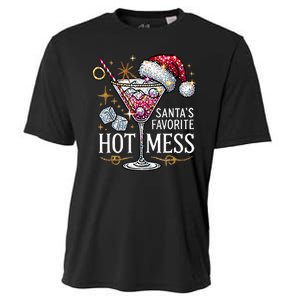 SantaS Favorite Hot Mess Christmas Holiday Margarita Drink Cooling Performance Crew T-Shirt