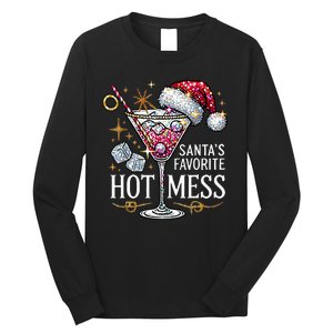 SantaS Favorite Hot Mess Christmas Holiday Margarita Drink Long Sleeve Shirt