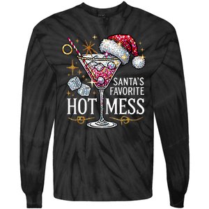 SantaS Favorite Hot Mess Christmas Holiday Margarita Drink Tie-Dye Long Sleeve Shirt