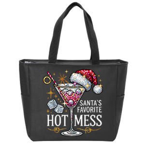 SantaS Favorite Hot Mess Christmas Holiday Margarita Drink Zip Tote Bag