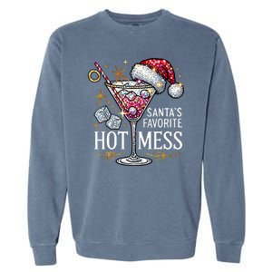 SantaS Favorite Hot Mess Christmas Holiday Margarita Drink Garment-Dyed Sweatshirt