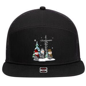 Snowmen Faith Hope Love Christmas Gift 7 Panel Mesh Trucker Snapback Hat