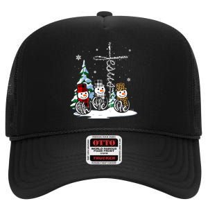 Snowmen Faith Hope Love Christmas Gift High Crown Mesh Back Trucker Hat