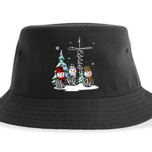 Snowmen Faith Hope Love Christmas Gift Sustainable Bucket Hat