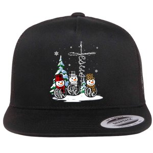 Snowmen Faith Hope Love Christmas Gift Flat Bill Trucker Hat