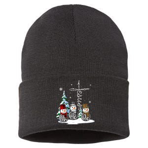 Snowmen Faith Hope Love Christmas Gift Sustainable Knit Beanie