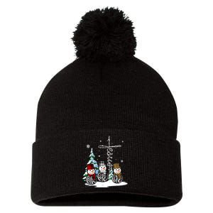 Snowmen Faith Hope Love Christmas Gift Pom Pom 12in Knit Beanie