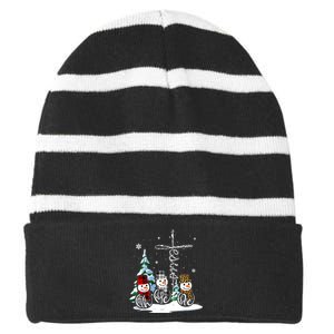 Snowmen Faith Hope Love Christmas Gift Striped Beanie with Solid Band