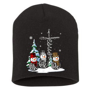 Snowmen Faith Hope Love Christmas Gift Short Acrylic Beanie