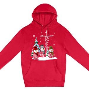 Snowmen Faith Hope Love Christmas Gift Premium Pullover Hoodie