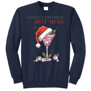 SantaS Favorite Hot Mess Funny Christmas Cocktail Drink Tall Sweatshirt