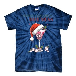 SantaS Favorite Hot Mess Funny Christmas Cocktail Drink Tie-Dye T-Shirt