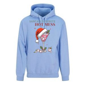 SantaS Favorite Hot Mess Funny Christmas Cocktail Drink Unisex Surf Hoodie