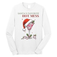 SantaS Favorite Hot Mess Funny Christmas Cocktail Drink Long Sleeve Shirt