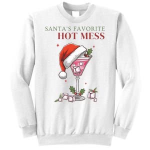 SantaS Favorite Hot Mess Funny Christmas Cocktail Drink Sweatshirt