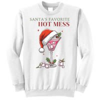 SantaS Favorite Hot Mess Funny Christmas Cocktail Drink Sweatshirt