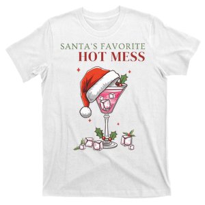 SantaS Favorite Hot Mess Funny Christmas Cocktail Drink T-Shirt