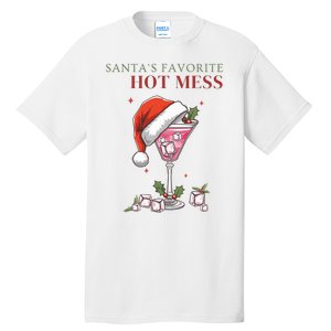 SantaS Favorite Hot Mess Funny Christmas Cocktail Drink Tall T-Shirt