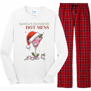 SantaS Favorite Hot Mess Funny Christmas Cocktail Drink Long Sleeve Pajama Set