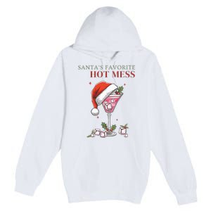 SantaS Favorite Hot Mess Funny Christmas Cocktail Drink Premium Pullover Hoodie