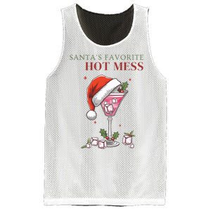 SantaS Favorite Hot Mess Funny Christmas Cocktail Drink Mesh Reversible Basketball Jersey Tank