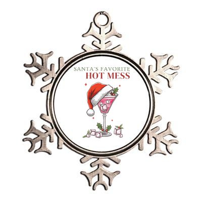 SantaS Favorite Hot Mess Funny Christmas Cocktail Drink Metallic Star Ornament