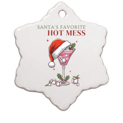 SantaS Favorite Hot Mess Funny Christmas Cocktail Drink Ceramic Star Ornament