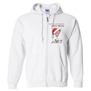 SantaS Favorite Hot Mess Funny Christmas Cocktail Drink Full Zip Hoodie