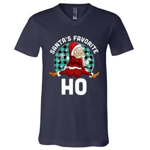 SantaS Favorite Ho Xmas Naughty Santa Christmas Pajama V-Neck T-Shirt